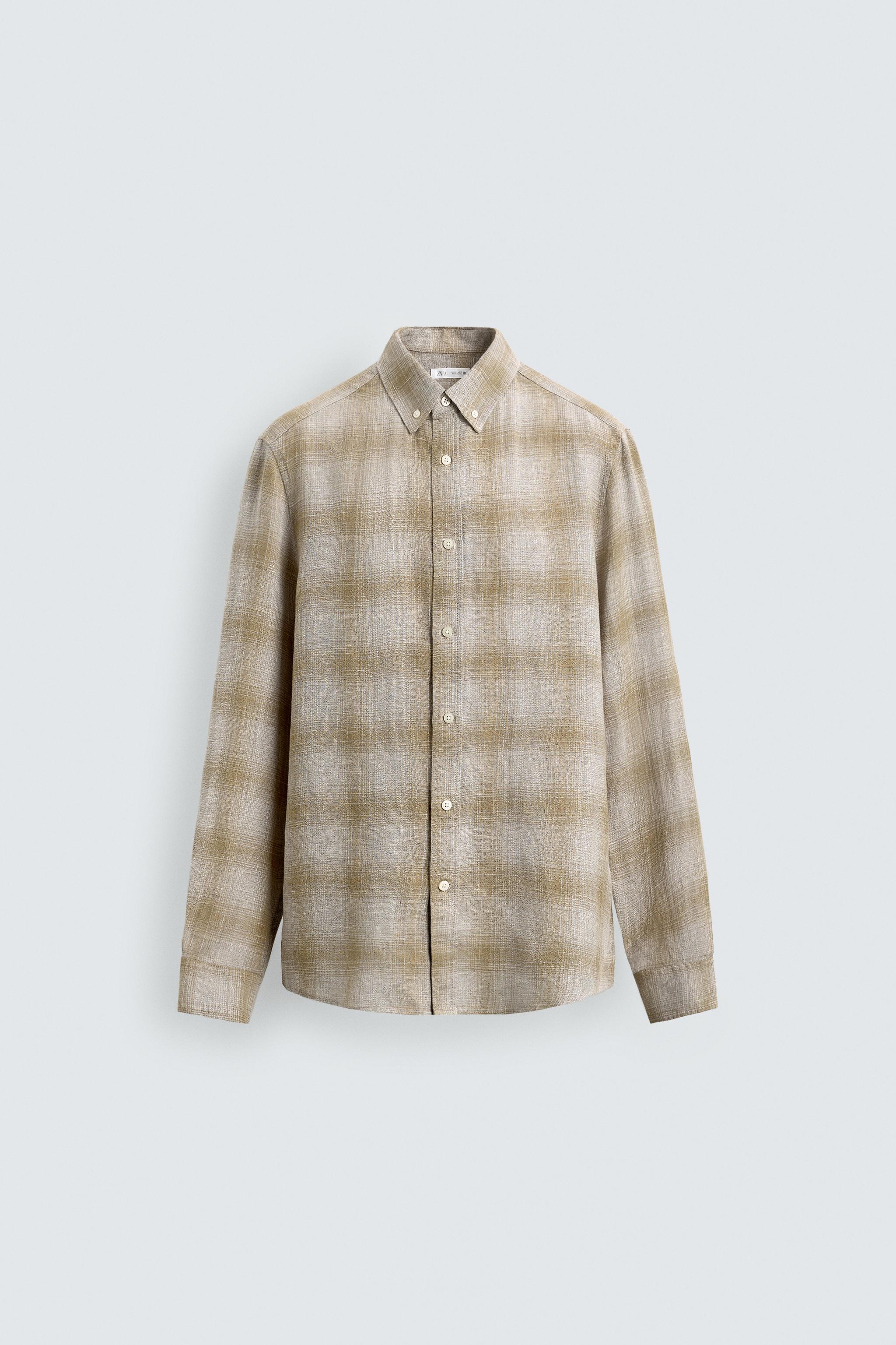 PLAID LINEN BLEND SHIRT